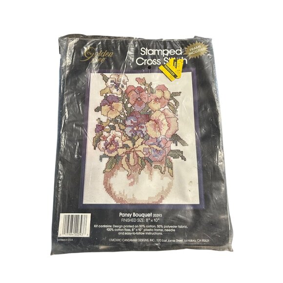 Garden Stamped Cross Stitch Kit Pansy Bouquet 20393 6" X 10" crafting - Picture 1 of 2